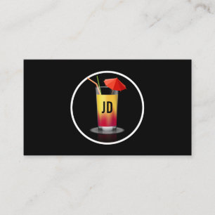Cocktail with Umbrella and Straw Business Card