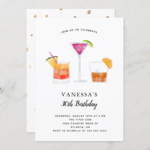 Cocktails Adult Birthday Party Invitation