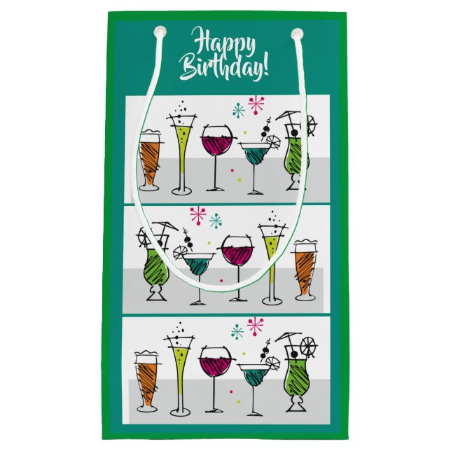 Cocktails Alcohol Birthday Party Event Fun Sizes Small Gift Bag (Front)