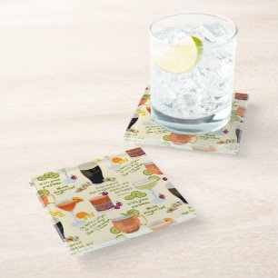 Cocktails and conversation glass coaster