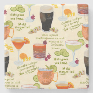 Cocktails and conversation stone coaster