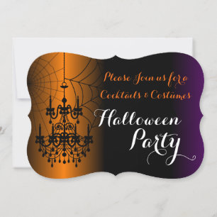 Cocktails and Costumes Chandelier Halloween Party Invitation