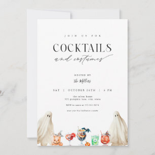 Cocktails and Costumes Halloween Party Invitation