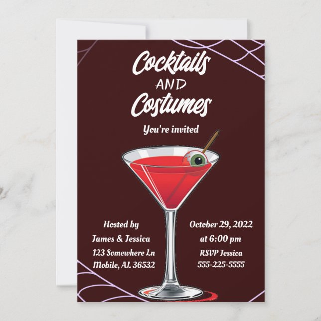 Cocktails and Costumes Halloween Party Invitation (Front)
