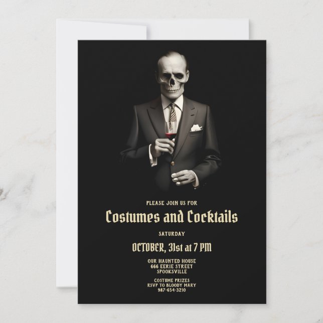Cocktails and Costumes Invitation (Front)