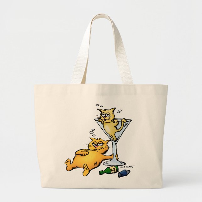 Cocktails and Kittens Cartoon Bag (Front)
