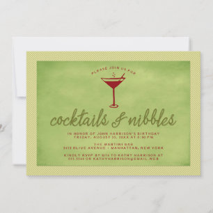 Cocktails and Nibbles Red Green Holiday Party Invitation