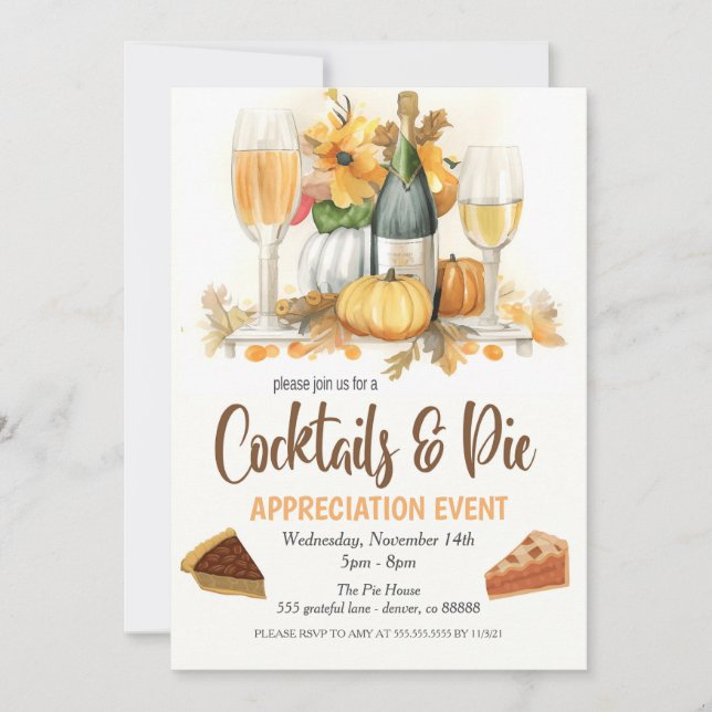 Cocktails and Pie Appreciation Invitation (Front)