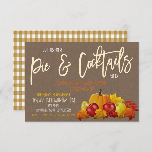 Cocktails and Pie Party Invite (Front/Back)