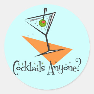 Cocktails Anyone? Classic Round Sticker