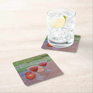 Cocktails at Mission Ranch Square Paper Coaster