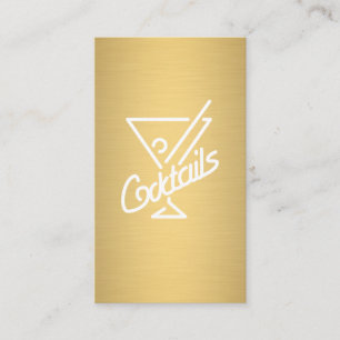 Cocktails / Bartender (Gold Metallic) Business Card