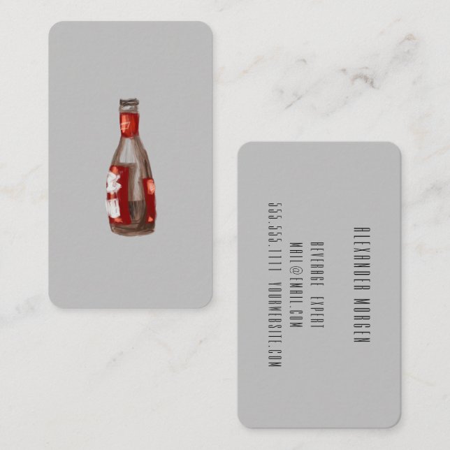 Cocktails / Bartender / Watercolor Beer Business Card (Front/Back)