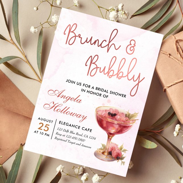 Cocktails Brunch & Bubbly Bridal Shower Invitation (Creator Uploaded)