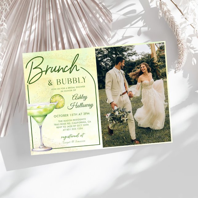 Cocktails Brunch & Bubbly Bridal Shower Photo Invitation (Creator Uploaded)