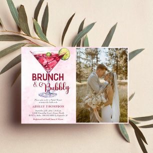 Cocktails Brunch & Bubbly Bridal Shower Photo Invitation