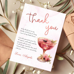 Cocktails Brunch & Bubbly Bridal Shower Thank You Card