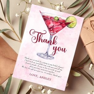 Cocktails Brunch & Bubbly Bridal Shower  Thank You Card