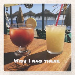 Cocktails by the Sea Glass Coaster
