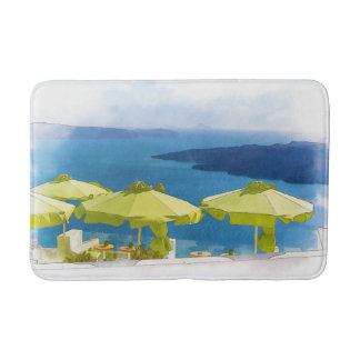 Cocktails by the Sea Greece Painting Bath Mat