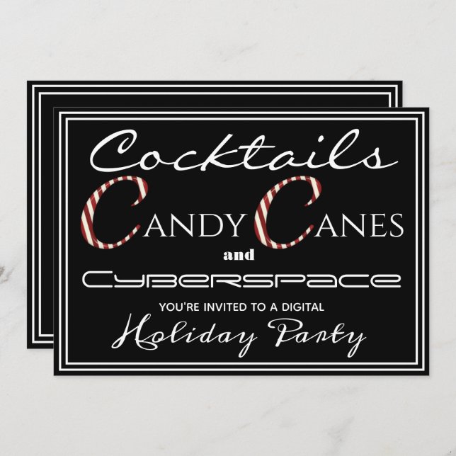 Cocktails, Candy Canes & Cyberspace Holiday Party Invitation (Front/Back)