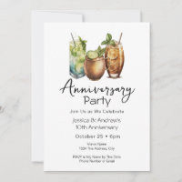 Cocktails Casual Anniversary Party Invitation