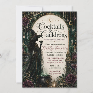 Cocktails & Cauldrons Birthday Dinner Invitation