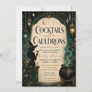 Cocktails & Cauldrons Birthday Dinner Invitation