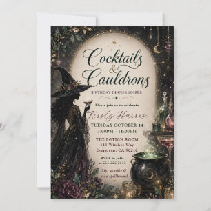 Cocktails & Cauldrons Birthday Dinner Soirée Invitation