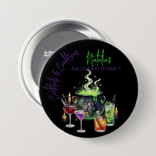 Cocktails & Cauldrons Halloween Bachelorette Party 7.5 Cm Round Badge
