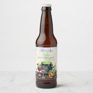 Cocktails & Cauldrons Halloween Bachelorette Party Beer Bottle Label