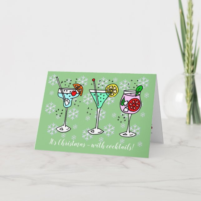 Cocktails Celebrate Christmas Holiday Card (Front)