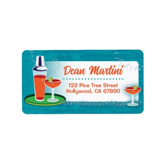 Cocktails Christmas Card Address Labels (Front)