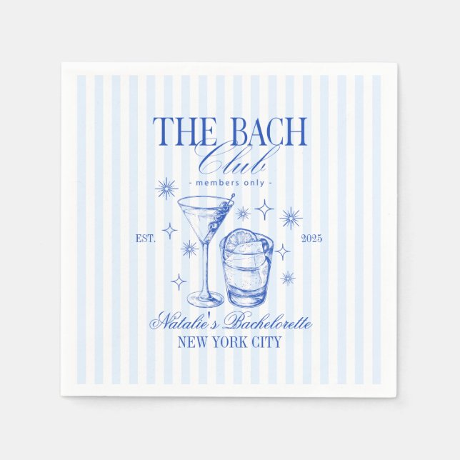 Cocktails Club Bachelorette Party Blue Napkin (Front)
