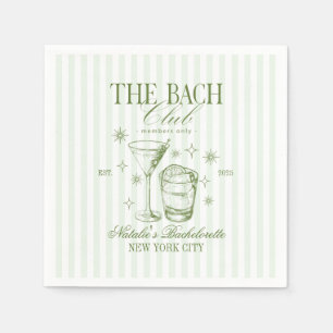 Cocktails Club Bachelorette Party Green Napkin