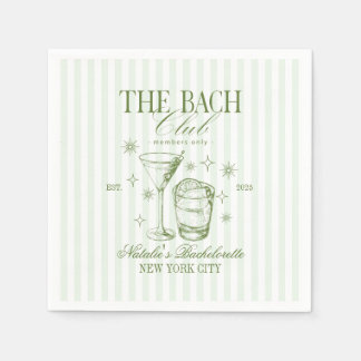 Cocktails Club Bachelorette Party Green Napkin