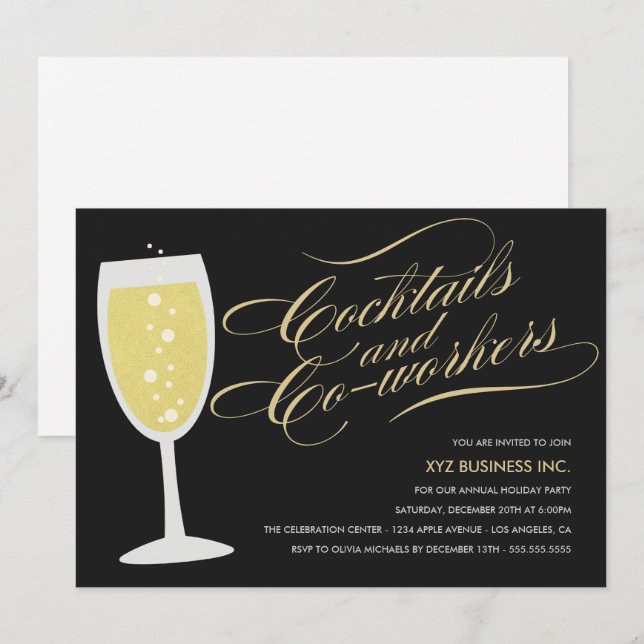 Cocktails & Co-workers Holiday Party Invitation (Front/Back)