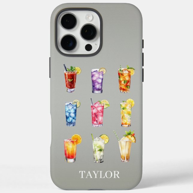 Cocktails Cocktails Cocktails Monogrammed Case-Mate iPhone Case (Back)