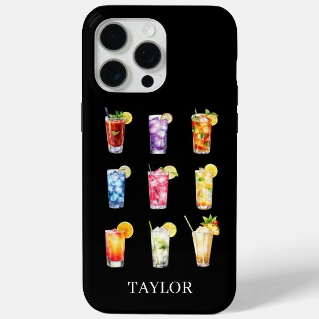 Cocktails Cocktails Cocktails Monogrammed Case-Mate iPhone Case (Back)
