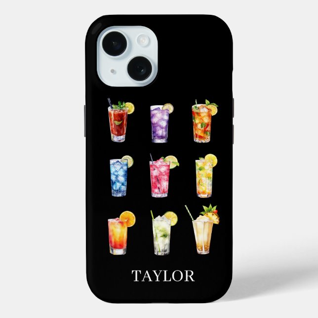 Cocktails Cocktails Cocktails Monogrammed Case-Mate iPhone Case (Back)