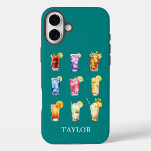 Cocktails Cocktails Cocktails Monogrammed iPhone 16 Plus Case