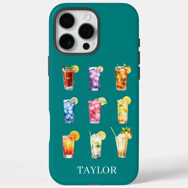 Cocktails Cocktails Cocktails Monogrammed Case-Mate iPhone Case (Back)