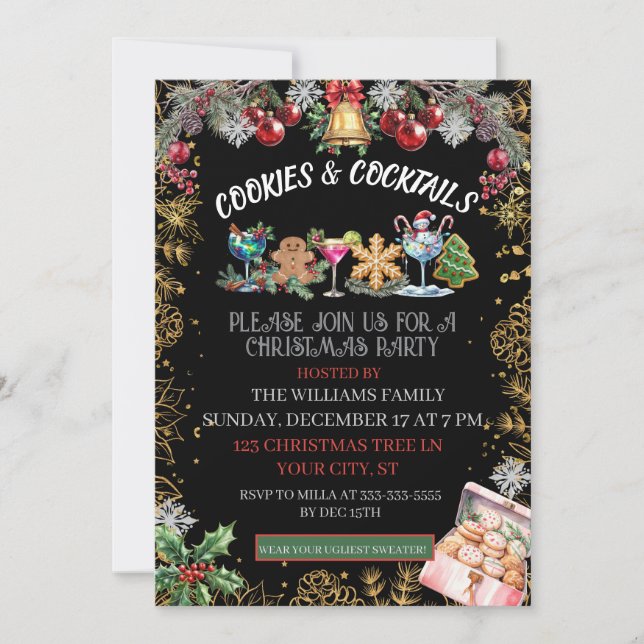 Cocktails & Cookies Christmas Holiday party  (Front)