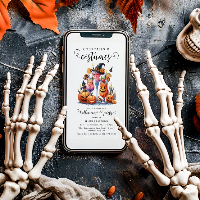 Cocktails & Costumes Halloween Party Invitation (Creator Uploaded)