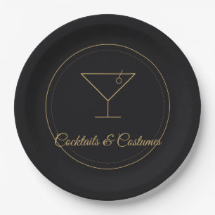 Cocktails & Costumes Halloween Party Paper Plate