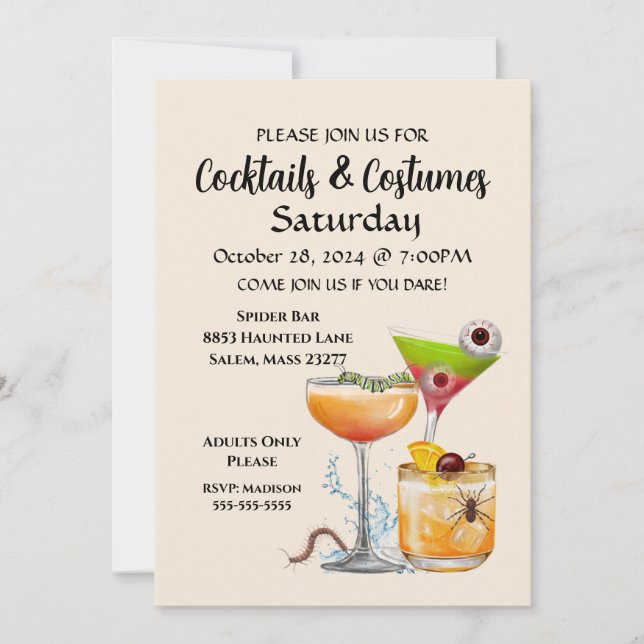 Cocktails & Costumes Invitation (Front)