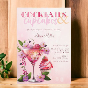 Cocktails & Cupcakes Modern Bridal Shower Invitation