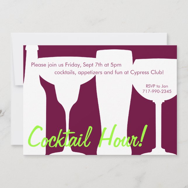 Cocktails Customisable Invite (Front)