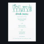 Cocktails Doodle Sketch Modern CUSTOM Drink Menu<br><div class="desc">Use these fun whimsical menu cards for your wedding, engagement party, bridal shower or other event. Hand drawn by me for you. Fully editable, add your own text or background colour. Click "personalise" to edit the text and "edit design" to change fonts, colours and add text. Change the paper type...</div>