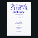 Cocktails Doodle Sketch Modern CUSTOM Drink Menu<br><div class="desc">Use these fun whimsical menu cards for your wedding, engagement party, bridal shower or other event. Hand drawn by me for you. Fully editable, add your own text or background colour. Click "personalise" to edit the text and "edit design" to change fonts, colours and add text. Change the paper type...</div>